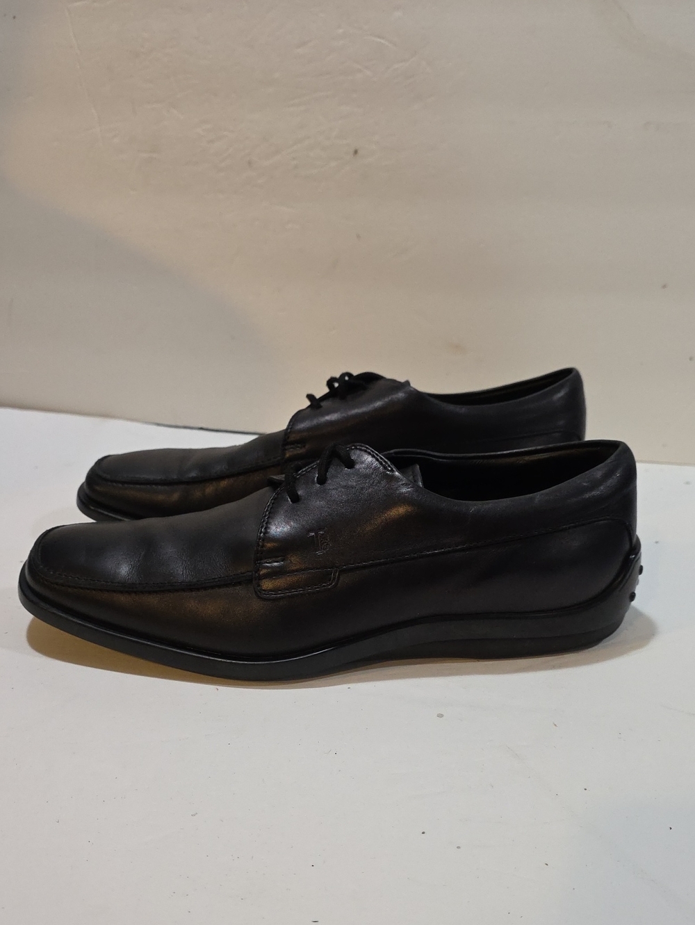 Tod's Men's Dress Shoes size 7.5 black leather mens lace up dress shoes italy